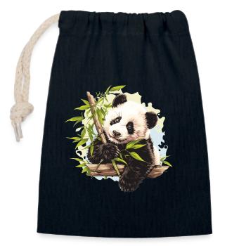 Panda géant Pandas Große Pandas Großer Panda - Sac cadeau en coton avec cordon (14 x 20 cm) - bleu marine - Devant