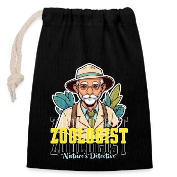 Zoologiste Détective de la nature Scientifique animalier - Sac cadeau en coton avec cordon (14 x 20 cm) - noir - Devant