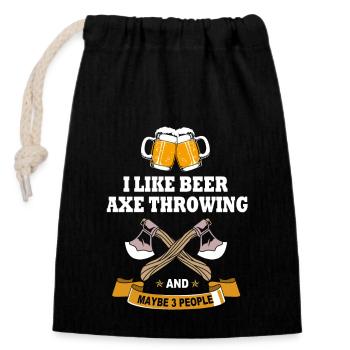 Axe Throw - Closable cotton gift bag (14x20cm) - black - Front