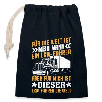 Chauffeur de camion Trucker Saying - Sac cadeau en coton avec cordon (14 x 20 cm) - bleu marine - Devant