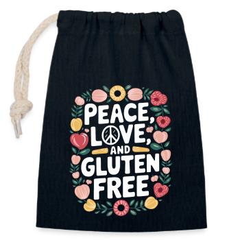 Friede, Liebe Und Glutenfrei - Verschließbarer Geschenkbeutel aus Baumwolle (14x20cm) - Navy - Vorne