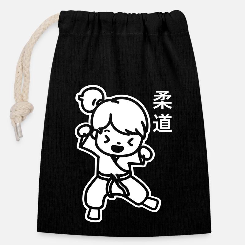 judo - Closable cotton gift bag (14x20cm) - black
