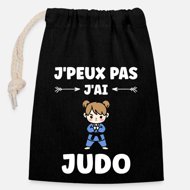 judo - Closable cotton gift bag (14x20cm) - black