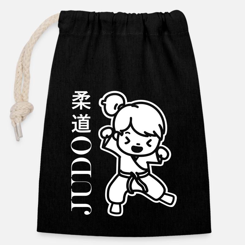 judo - Closable cotton gift bag (14x20cm) - black