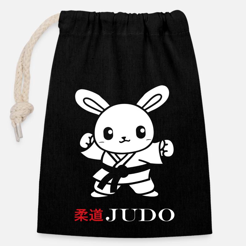 judo - Sac cadeau en coton avec cordon (14 x 20 cm) - noir