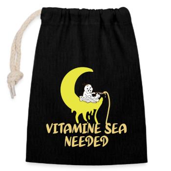 Vitamins Ocean Used Funny - Closable cotton gift bag (14x20cm) - black - Front