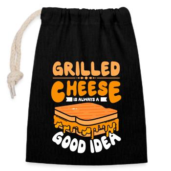Grilled cheese is always a good idea - Closable cotton gift bag (14x20cm) - black - Front