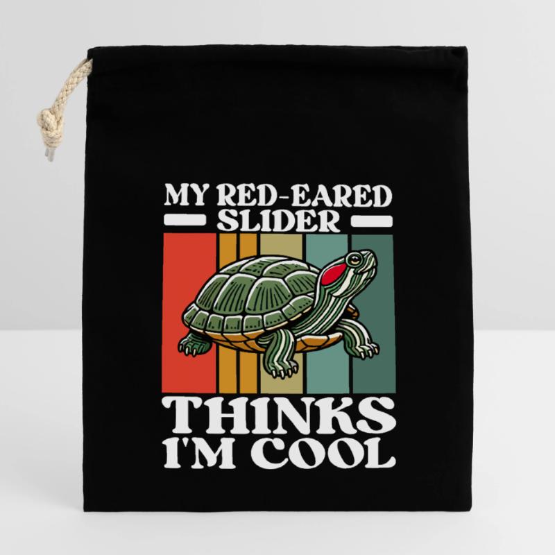 Turtle Red-eared Turtle Closable cotton gift bag (14x20cm)