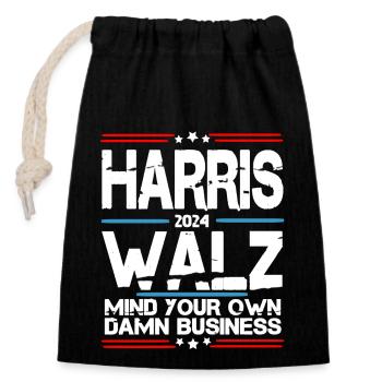 Tim Walz, Vice President Kamala Harris 2024 - Closable cotton gift bag (14x20cm) - black - Front
