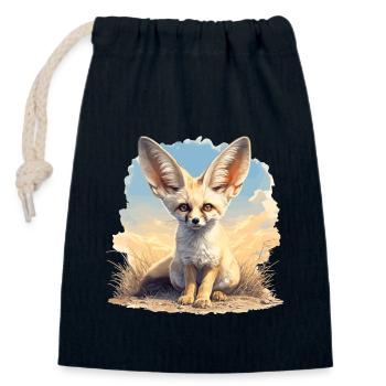Fennec Fox Fenneks Fennek - Closable cotton gift bag (14x20cm) - navy - Front
