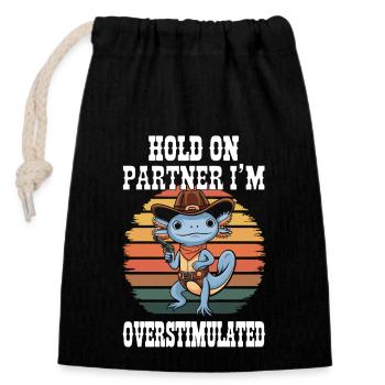 Axolotl Cowboy Überstimulierter Lustiges tshirt - Verschließbarer Geschenkbeutel aus Baumwolle (14x20cm) - Schwarz - Vorne