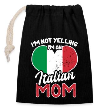 Italian Mother - Funny Saying - Closable cotton gift bag (14x20cm) - black - Front