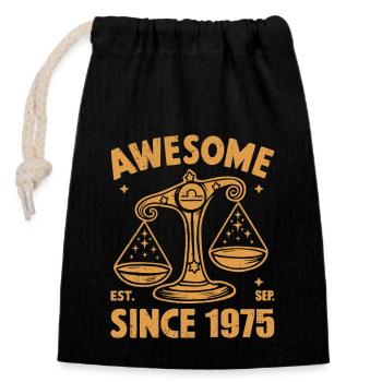 Awesome Since 1975 Libra Birthday - Closable cotton gift bag (14x20cm) - black - Front