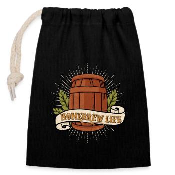 Homebrew Life Craft Beer Brewer Home Brewing - Verschließbarer Geschenkbeutel aus Baumwolle (14x20cm) - Schwarz - Vorne