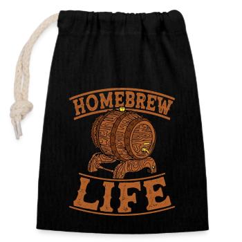Homebrew Life Home Brewing Brewer Craft Beer - Verschließbarer Geschenkbeutel aus Baumwolle (14x20cm) - Schwarz - Vorne