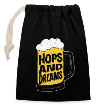 Hops And Dreams Homebrew Brewer Craft Beer - Verschließbarer Geschenkbeutel aus Baumwolle (14x20cm) - Schwarz - Vorne