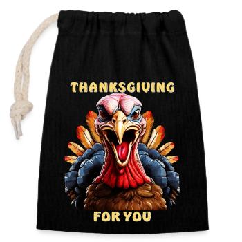 TRUTHAHN THANKSGIVING FOR YOU - Verschließbarer Geschenkbeutel aus Baumwolle (14x20cm) - Schwarz - Vorne