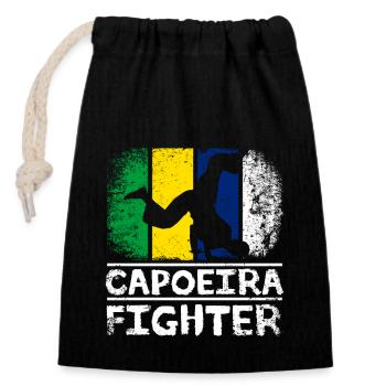 Drapeau du Brésil Capoeira Fighter - Sac cadeau en coton avec cordon (14 x 20 cm) - noir - Devant