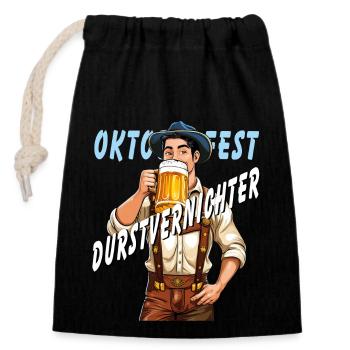 Bière MAN - Sac cadeau en coton avec cordon (14 x 20 cm) - noir - Devant