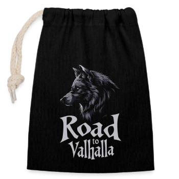 Seitenprofil Wolf Road to Valhalla Design - Closable cotton gift bag (14x20cm) - black - Front