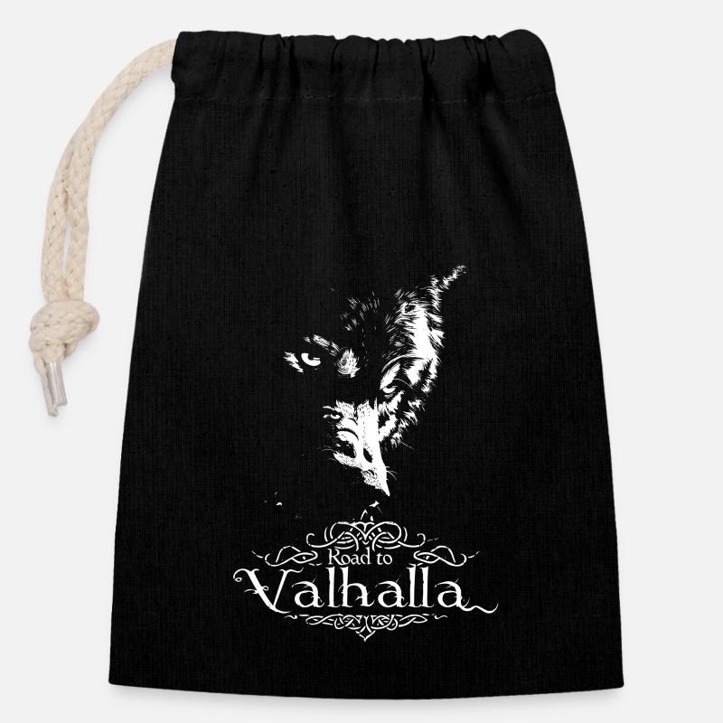 Shadow Wolf Road til Valhalla Design - Gavepose i bomuld, der kan lukkes (14x20cm) - sort