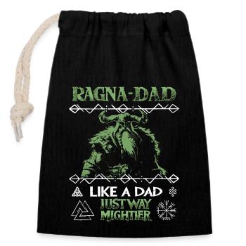 RAGNA-DAD Grüner Wikinger für Vatertag - Verschließbarer Geschenkbeutel aus Baumwolle (14x20cm) - Schwarz - Vorne