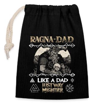 RAGNA-DAD Wikinger-Vater mit Kind für Vatertag - Verschließbarer Geschenkbeutel aus Baumwolle (14x20cm) - Schwarz - Vorne