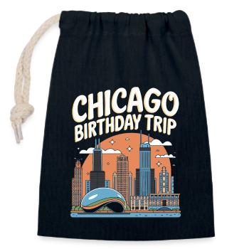 Chicago Geburtstag Reise Skyline - Verschließbarer Geschenkbeutel aus Baumwolle (14x20cm) - Navy - Vorne