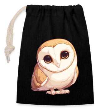 Barn Owl Schleiereulen Schleiereule - Verschließbarer Geschenkbeutel aus Baumwolle (14x20cm) - Schwarz - Vorne