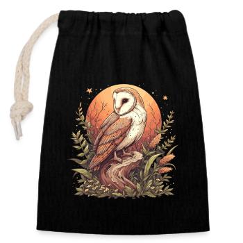 Barn Owl Schleiereulen Schleiereule - Verschließbarer Geschenkbeutel aus Baumwolle (14x20cm) - Schwarz - Vorne
