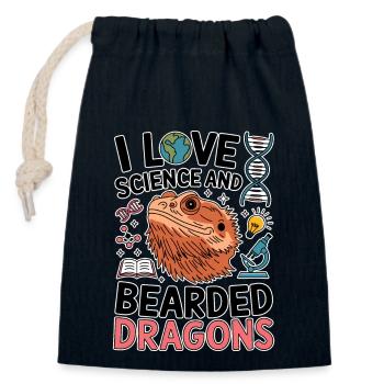 Dragon barbu étudiant en sciences Cadeau de dragon barbu - Sac cadeau en coton avec cordon (14 x 20 cm) - bleu marine - Devant