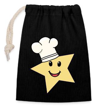 Chef étoilé Cuisiniers Cuisinier Cuisine - Sac cadeau en coton avec cordon (14 x 20 cm) - noir - Devant