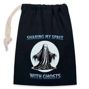 Sharing my space with ghosts - Closable cotton gift bag (14x20cm) - navy - Front