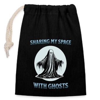 Sharing my space with ghosts - Closable cotton gift bag (14x20cm) - black - Front