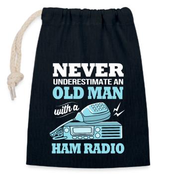 Amateur Radio Radio Antenna - Closable cotton gift bag (14x20cm) - navy - Front