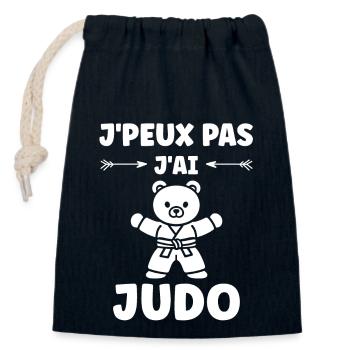 judo - Sac cadeau en coton avec cordon (14 x 20 cm) - bleu marine - Devant