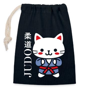 judo - Sac cadeau en coton avec cordon (14 x 20 cm) - bleu marine - Devant