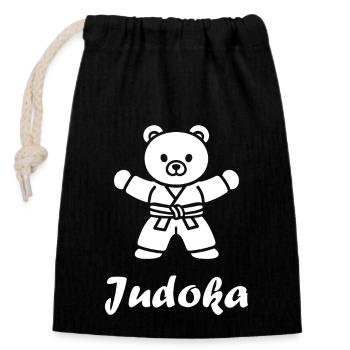Judo - Verschließbarer Geschenkbeutel aus Baumwolle (14x20cm) - Schwarz - Vorne