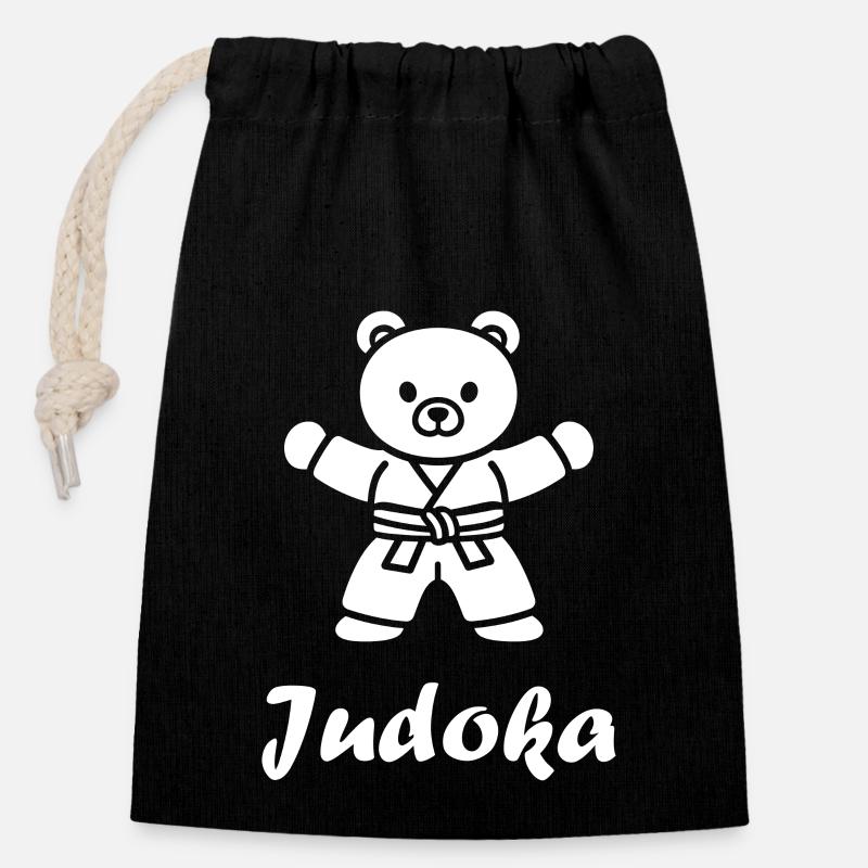 judo - Closable cotton gift bag (14x20cm) - black
