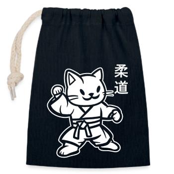 judo - Sac cadeau en coton avec cordon (14 x 20 cm) - bleu marine - Devant