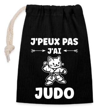 Judo - Verschließbarer Geschenkbeutel aus Baumwolle (14x20cm) - Schwarz - Vorne