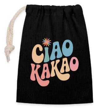 Ciao Kakao - Verschließbarer Geschenkbeutel aus Baumwolle (14x20cm) - Schwarz - Vorne