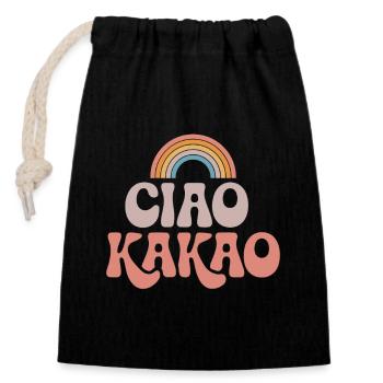 Ciao Kakao - Verschließbarer Geschenkbeutel aus Baumwolle (14x20cm) - Schwarz - Vorne