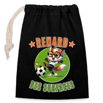 Cadeau Enfant Football Attaquant - Sac cadeau en coton avec cordon (14 x 20 cm) - noir - Devant
