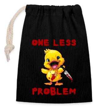 Duck with Knife - One Problem Less Fun - Closable cotton gift bag (14x20cm) - black - Front