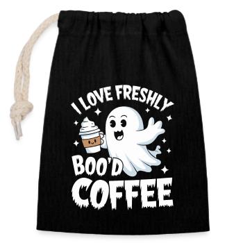 I Love Freshly Brewed Boo'd Coffee Halloween - Closable cotton gift bag (14x20cm) - black - Front