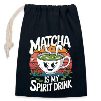 Matcha Is My Spirit Drink Lustiges Design - Verschließbarer Geschenkbeutel aus Baumwolle (14x20cm) - Navy - Vorne