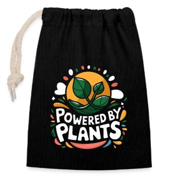 Powered by Plants Naturdesign - Closable cotton gift bag (14x20cm) - black - Front
