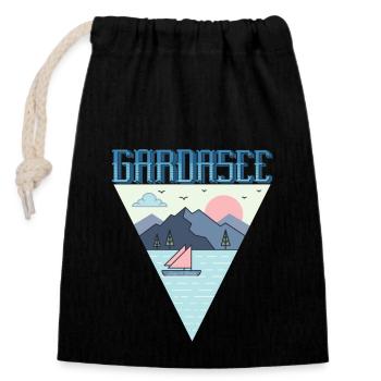 Lac de Garde - Sac cadeau en coton avec cordon (14 x 20 cm) - noir - Devant