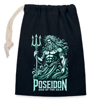 Poséidon - Dieu des mers - Sac cadeau en coton avec cordon (14 x 20 cm) - bleu marine - Devant